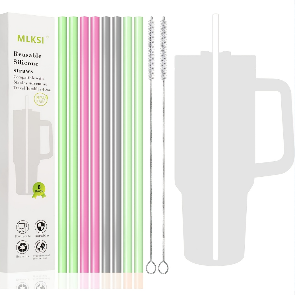 Silicone Straws for 40 oz Tumbler 30 oz Cup, Long Reusable Straws for 40 oz  Tumbler, Rubber Straw Replacement for Cup & Simple Modern Tumbler with