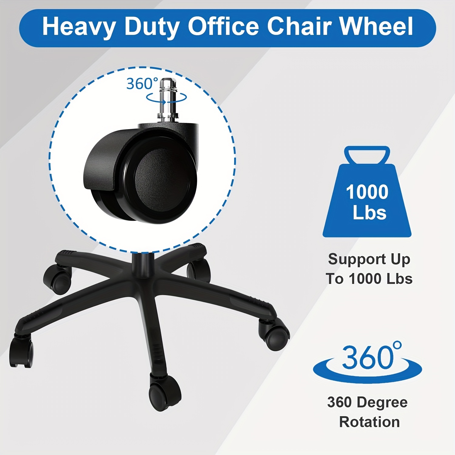 Ruedas de goma de repuesto para sillas de oficina, para suelos de madera  dura y alfombras, ruedas resistentes para sillas de oficina para reemplazar