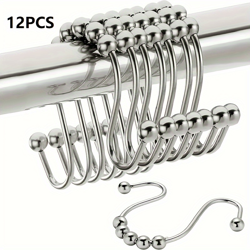 Curtain Hooks Stainless Steel Double Shower Rust Proof Heavy - Temu