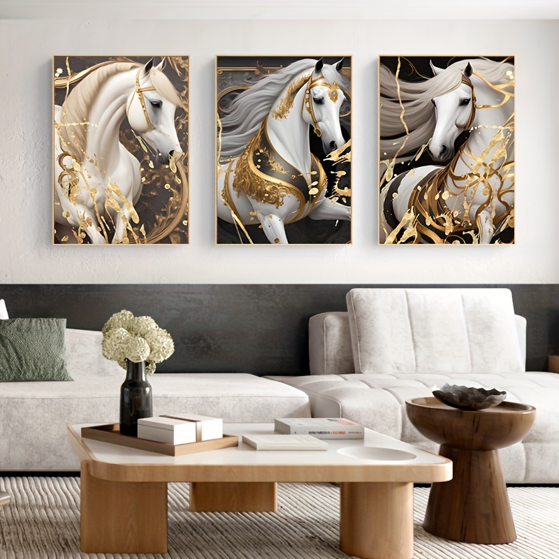 北欧風の馬の頭のペインティング油絵現代のシンプルなリビングルームの ...