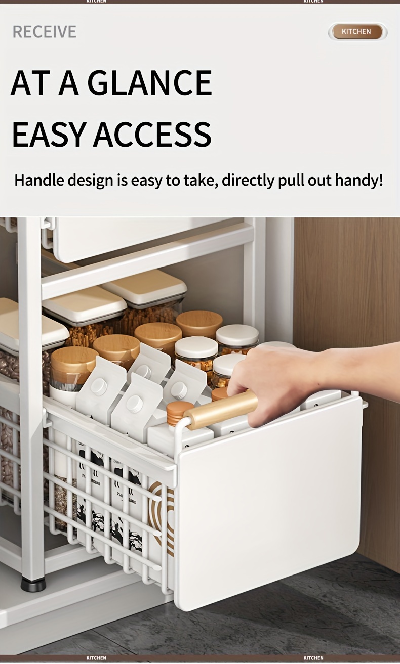 Pull-out Organizers, Sliding Pull-out Type Drawers For Kitchen Cabinets,  Heavy Duty Metal Wire Basket Pull-out Type Shelf, Slide Out Cookware  Organizer, Storage Of Seasoning And Miscellaneous Items, White, Grey, Home  Kitchen Supplies 
