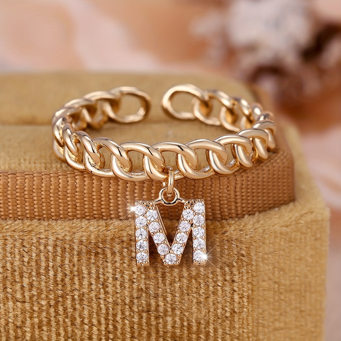 1 Fashionable Simple -weave Letter Pendant Ring 26 English Letter Rings Name Ring A-z Name Ring