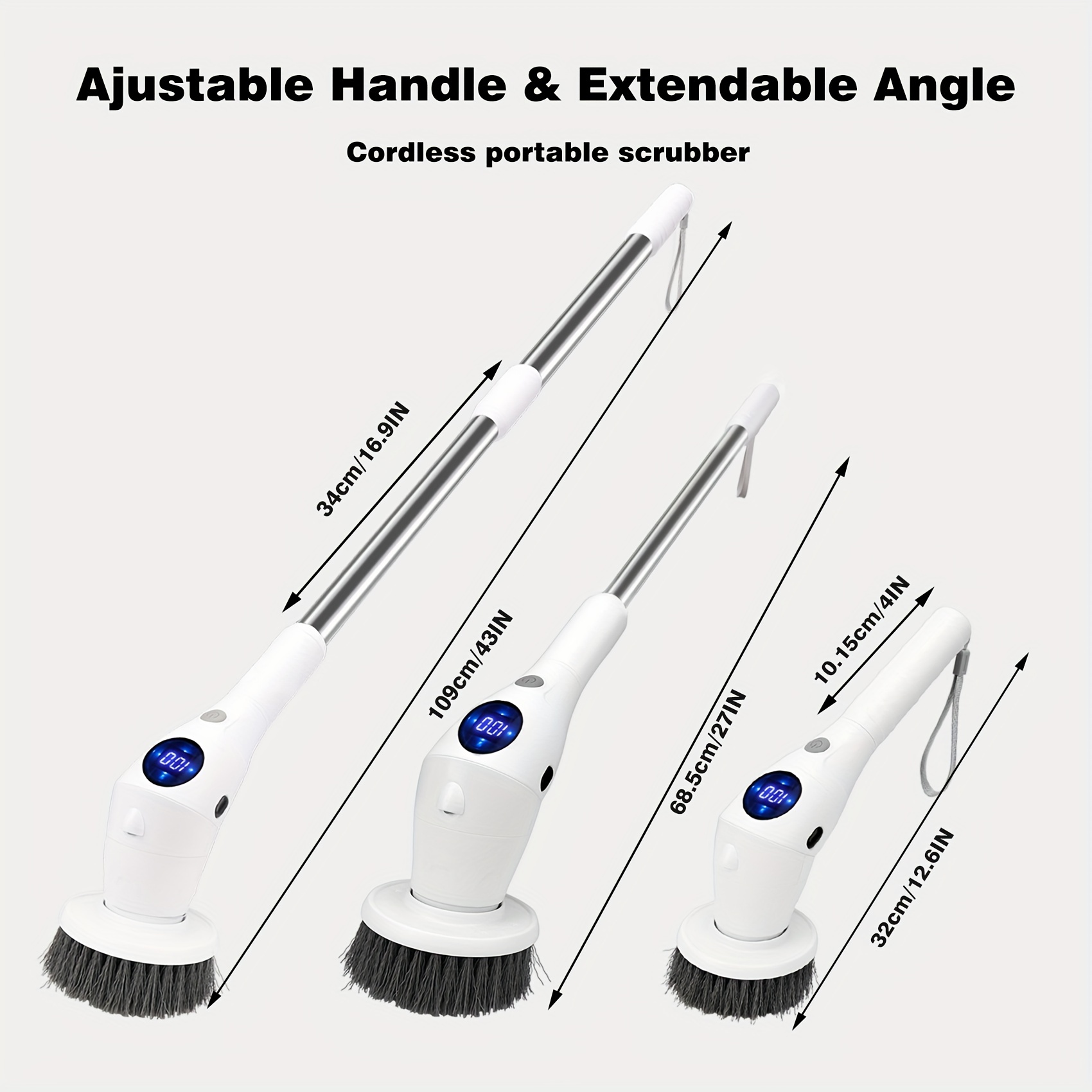 Electric Handheld Spin Scrubber Cordless Cleaning Brush with 2 Rotating  Speeds 