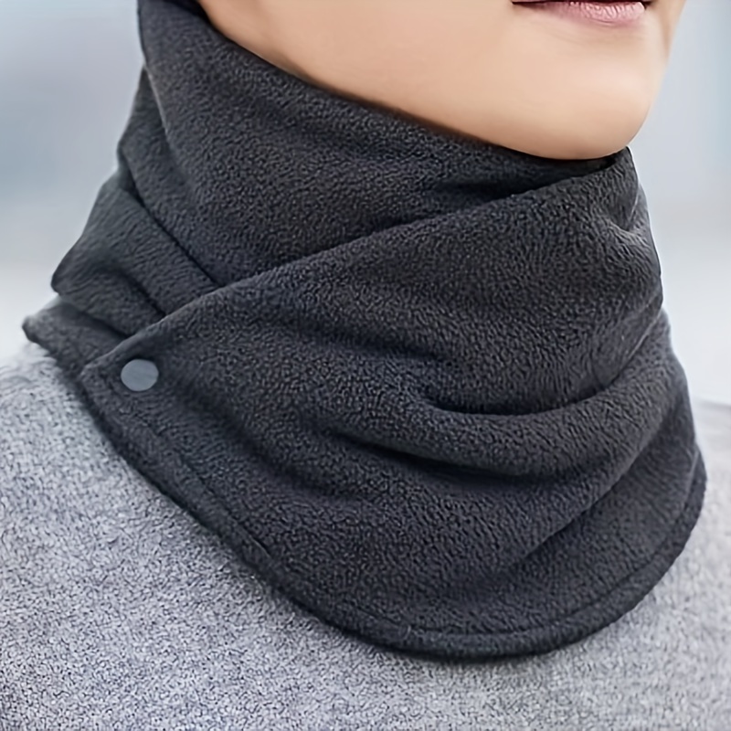 Image of Solid Neck Gaiter Unisex Velvet Warm Neck Cover Autumn Winter Outdoor Windproof Coldproof Riding Neck Scarf
