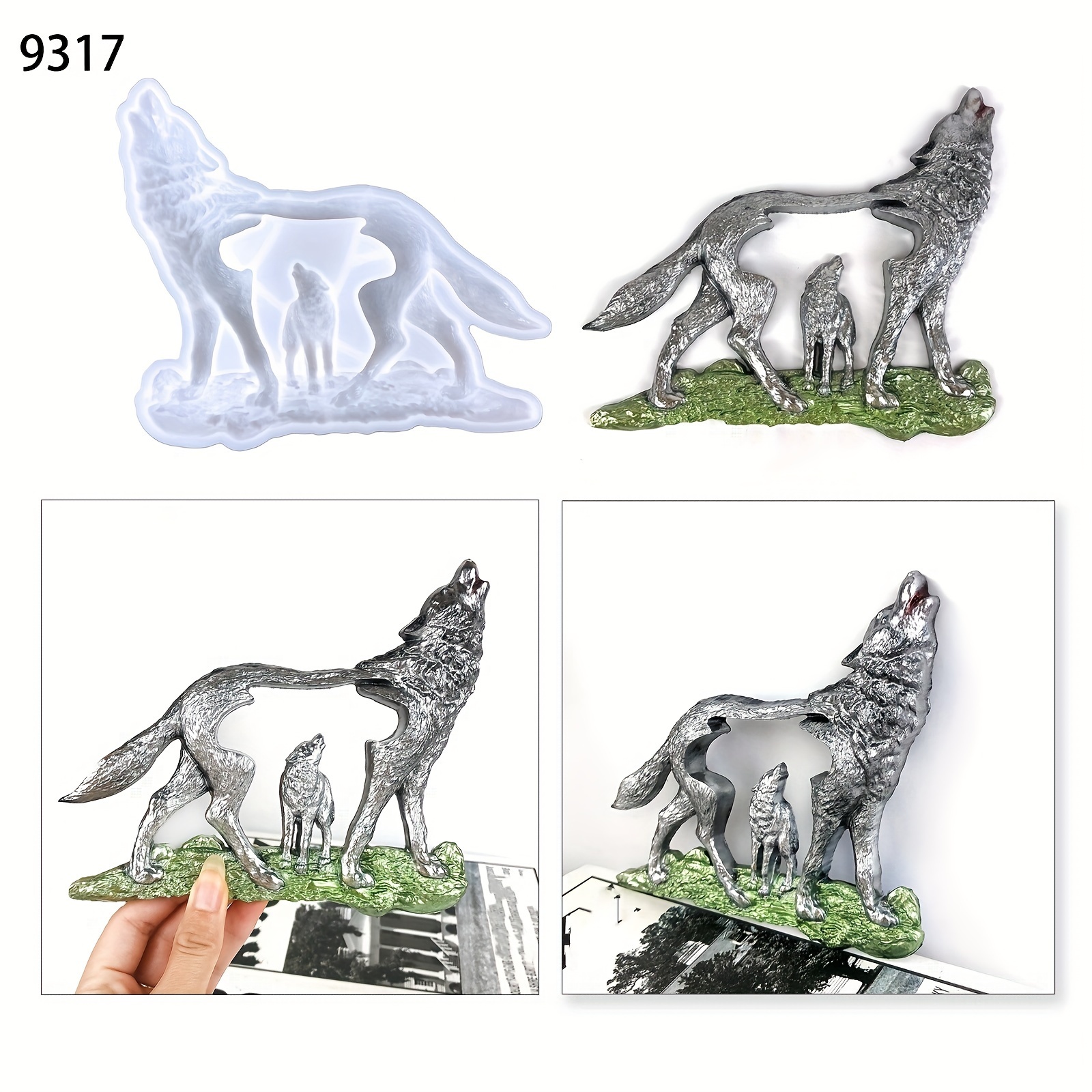 

1pc Resin Wolf Ornament Silicone Mold Resin Animal Craft Making Hollowed Out Forest Wolf Pendant Silicone Mold For Diy Wall Hanging Decoration Desktop Decor