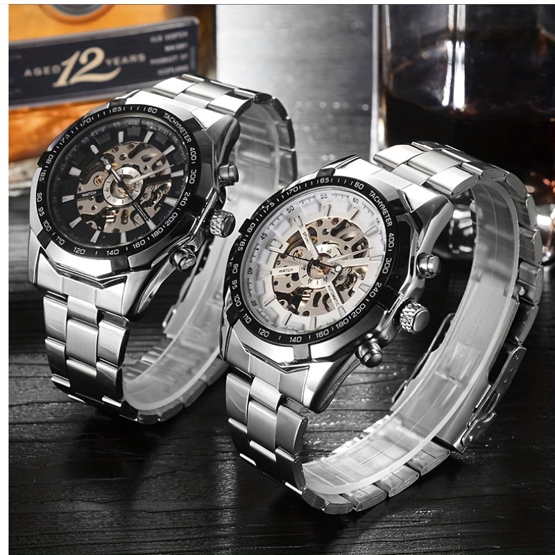 Skeleton watch best sale metal strap