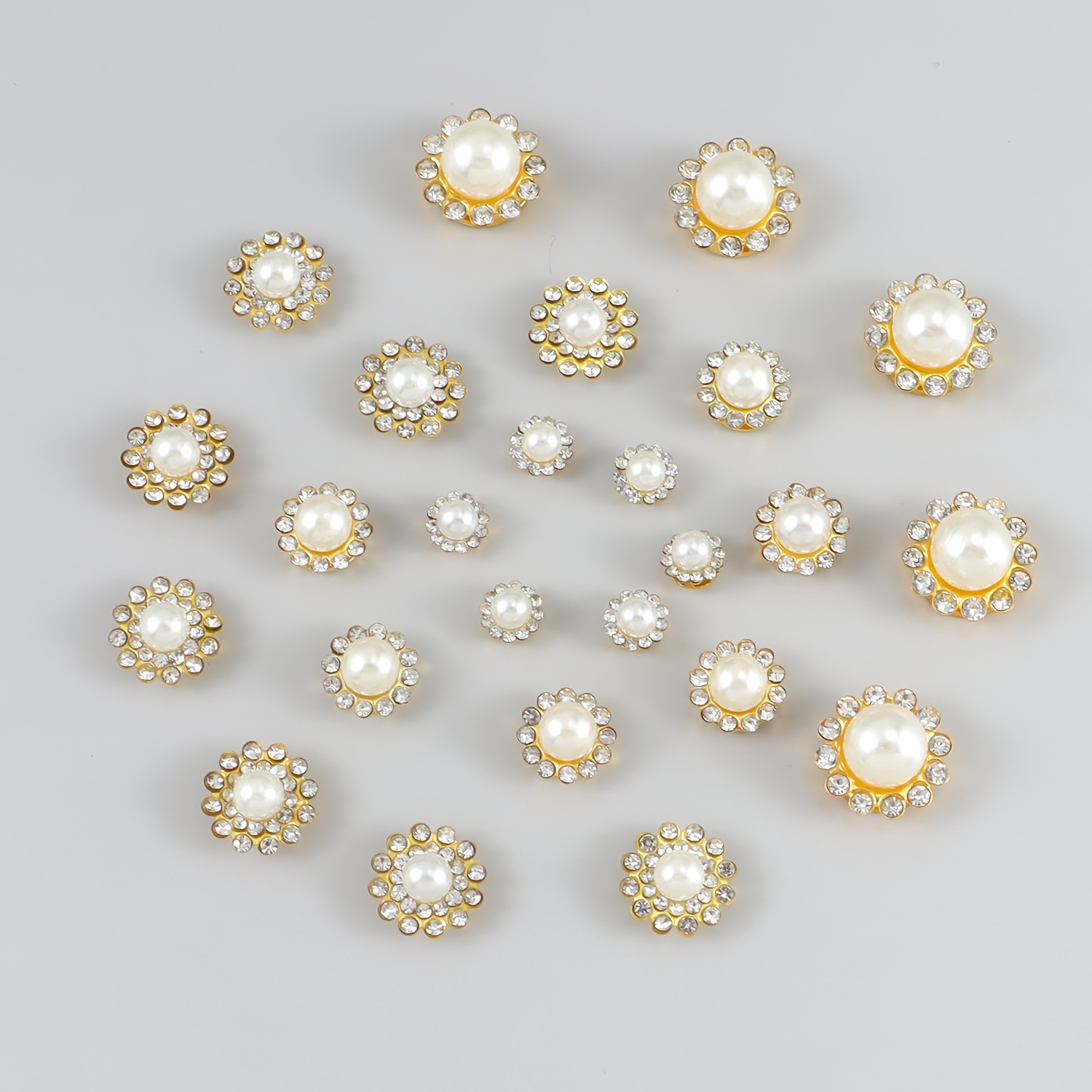 200 Pieces Pearl Flatback Rhinestones,12mm Flower Claw Cup Rhinestones for  Crafting Faux Shiny Diamond Rhinestone for Jewelry Making Hairwear