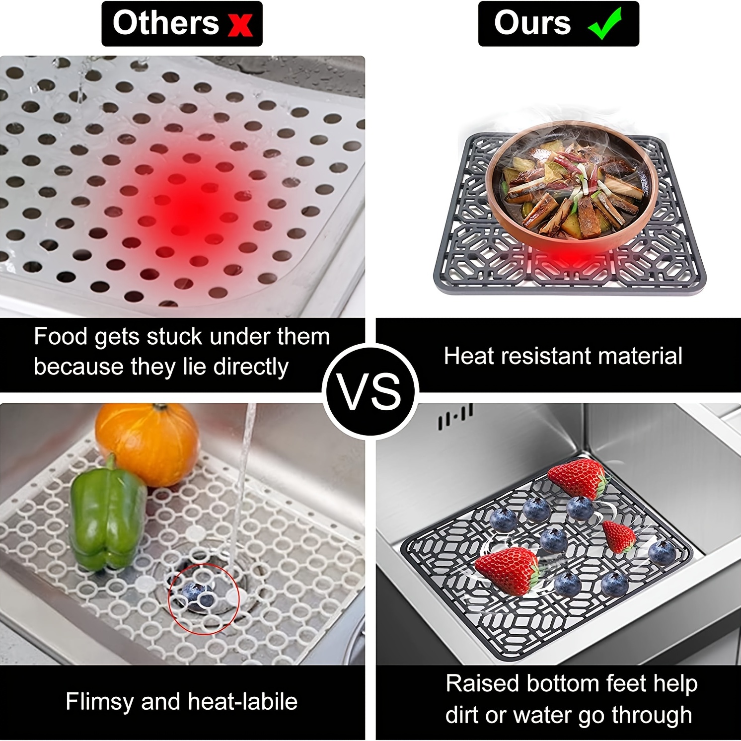 2pcs Sink Mat Protector Fregadero Cocina Parte Inferior - Temu