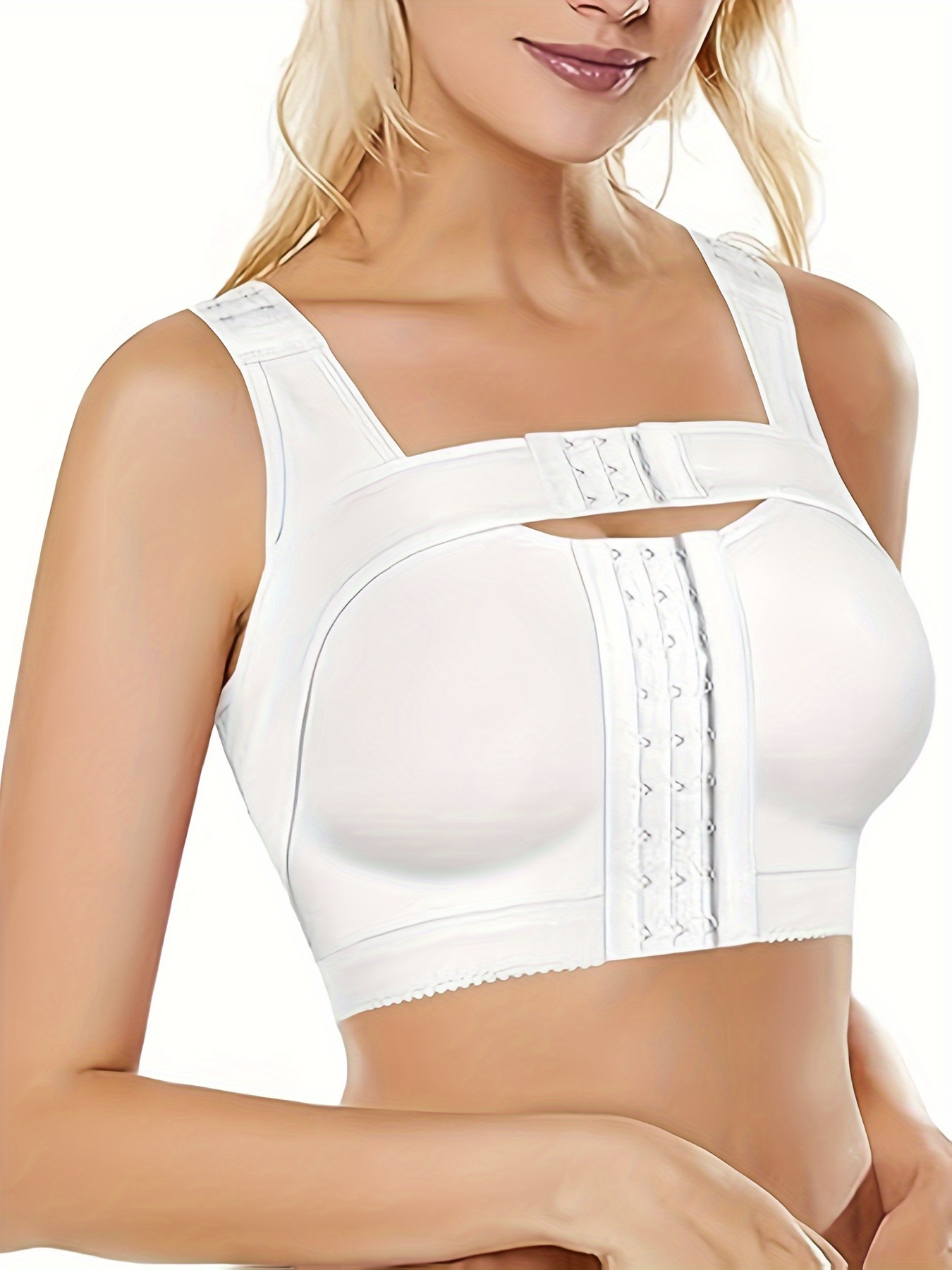 Front Closure Zip Hooks Sports Bra Comfy Breathable Racer - Temu