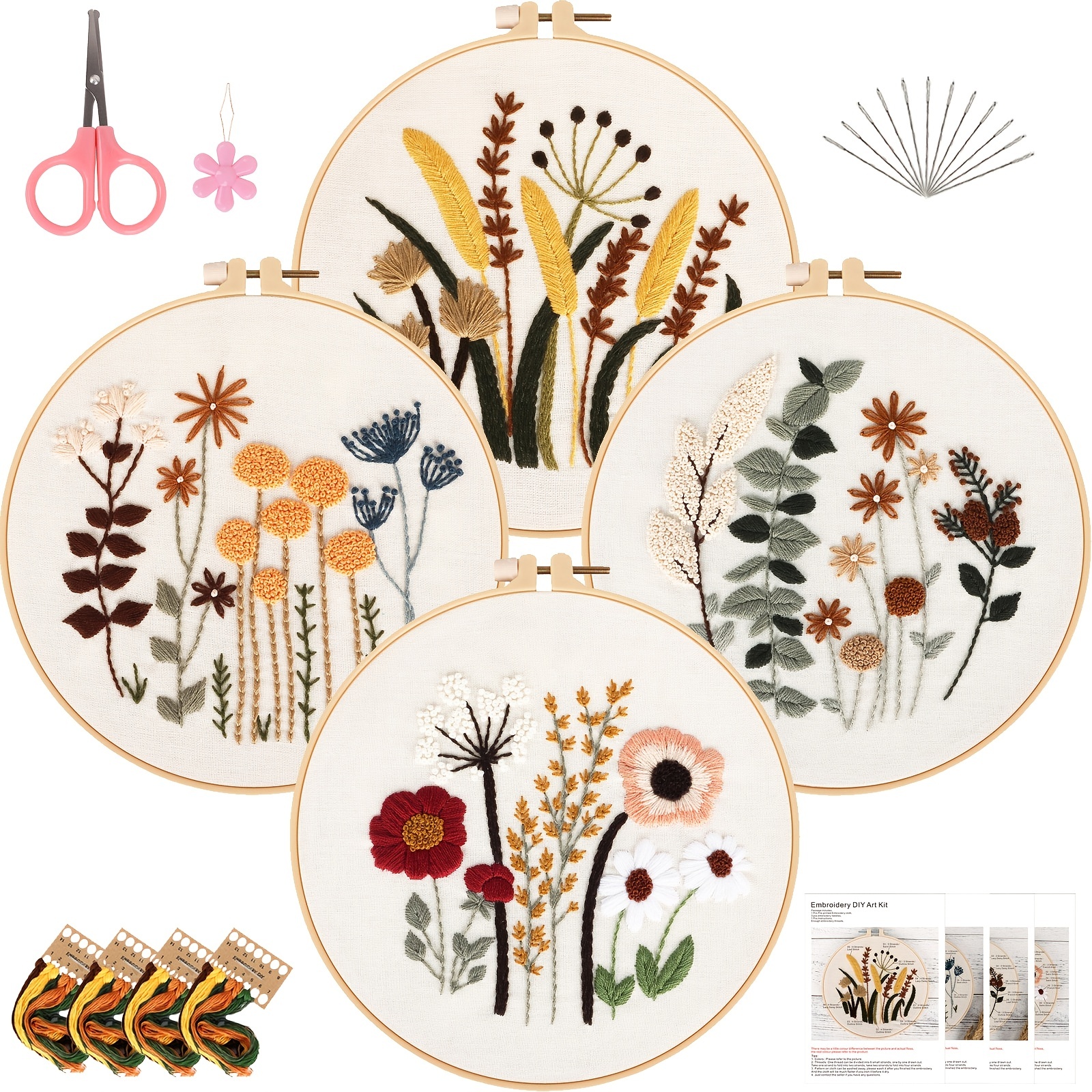 Embroidery Kit Flowers And Plants Including An Embroidery - Temu