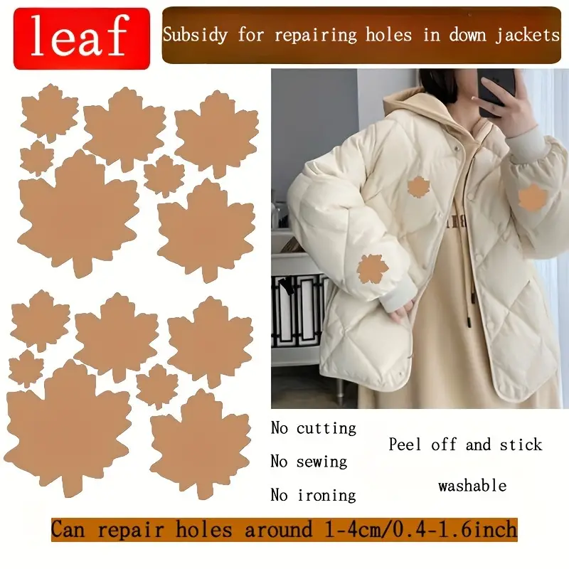 Leaf Style Down Jacket Repair Patch Umbrella Charge Jacket - Temu