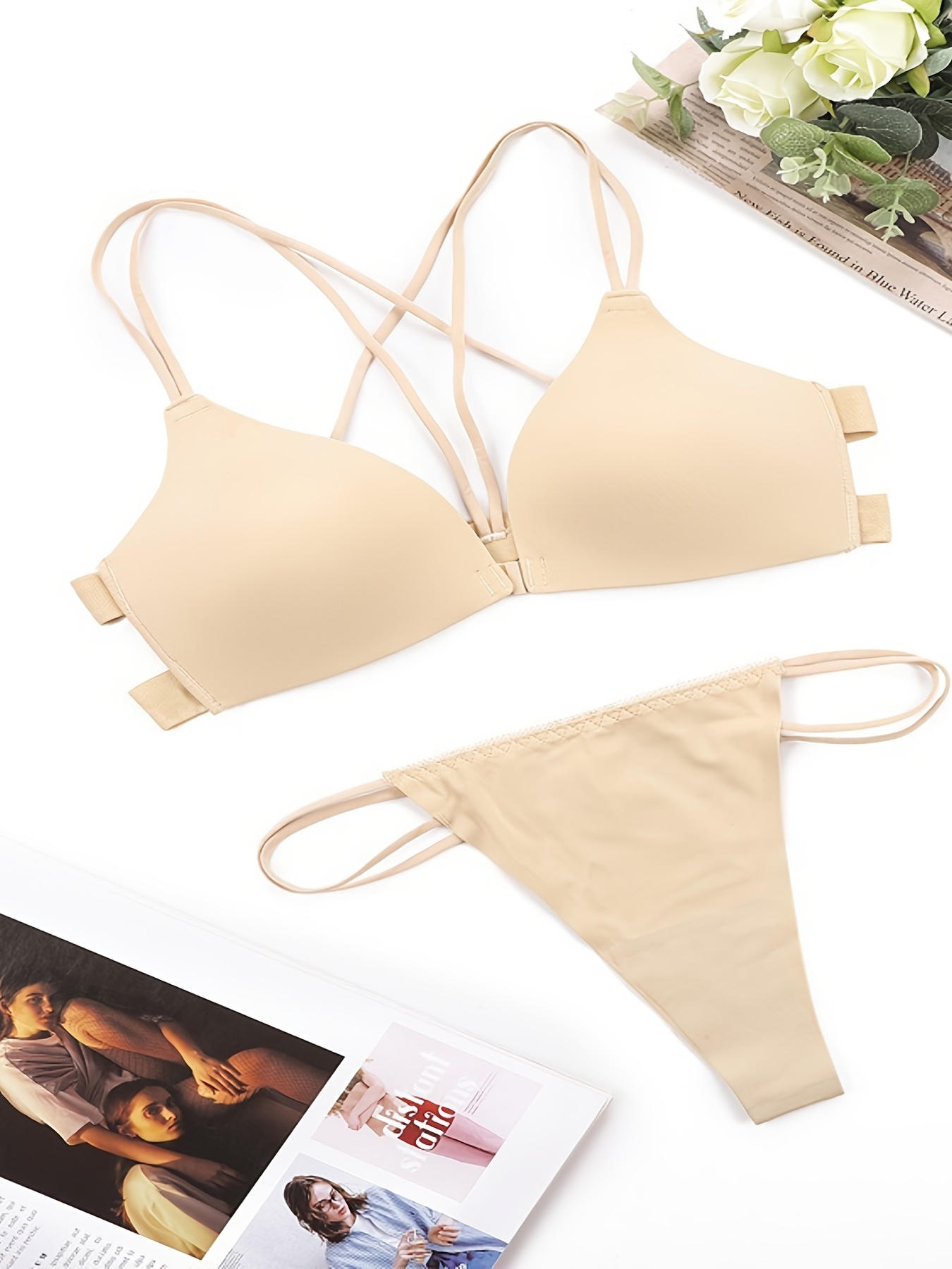 Front Buckle Wireless Bra - Temu