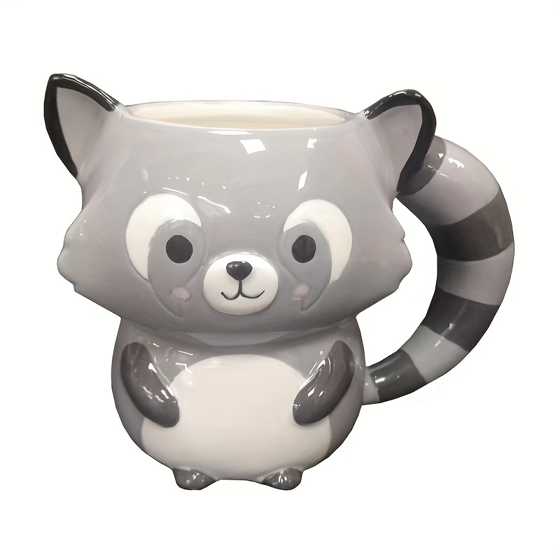 Cartoon Animal Coffee Mug Painted 3d Small Raccoon Panda - Temu