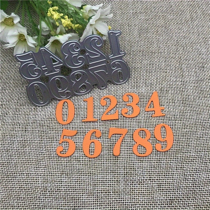 

-themed Metal Cutting Dies Set For Diy Scrapbooking - Silvery, 0-9 Numbers & Words Stencils For Embossing And Crafting