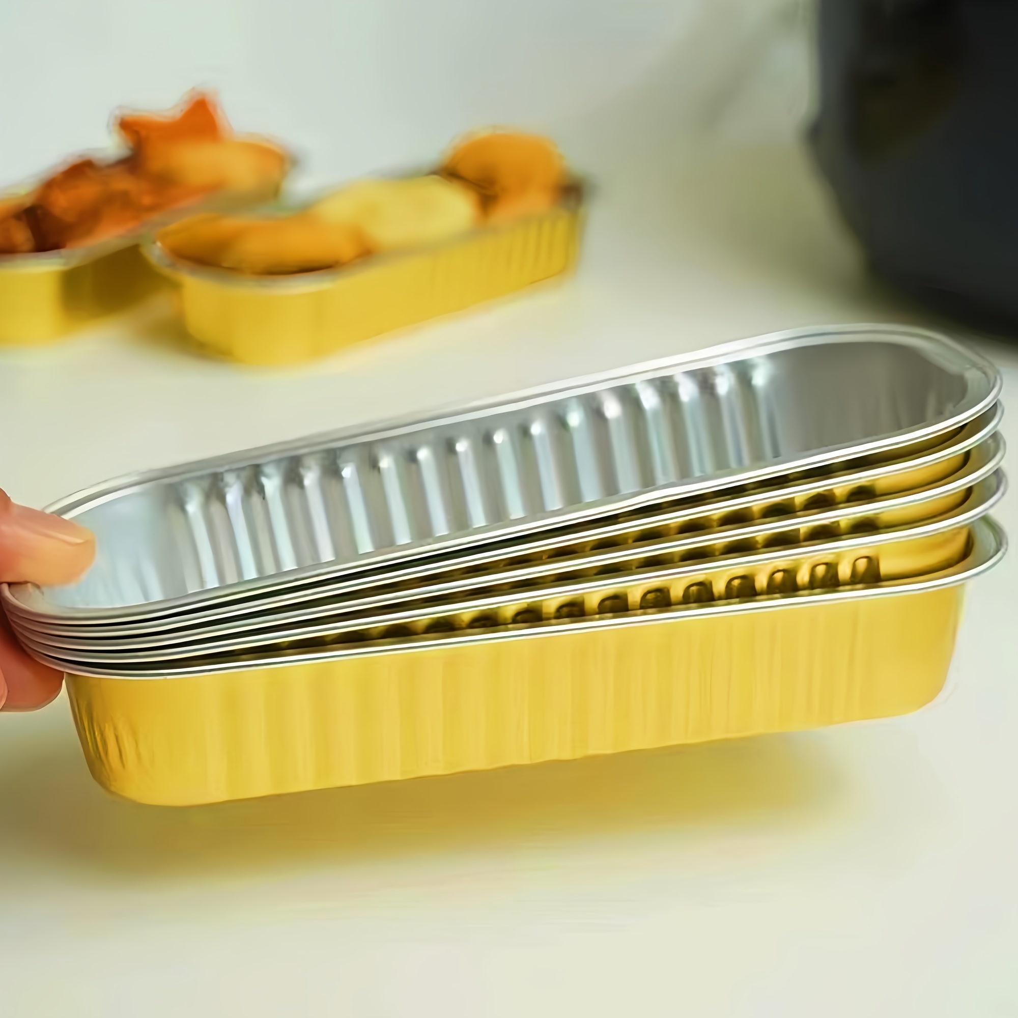50/100Pcs 200ml Mini Loaf Pans Heat Resistant Aluminum Foil Baking Pans  Reusable Rectangle Foil Bread Container Cake Baking Pans