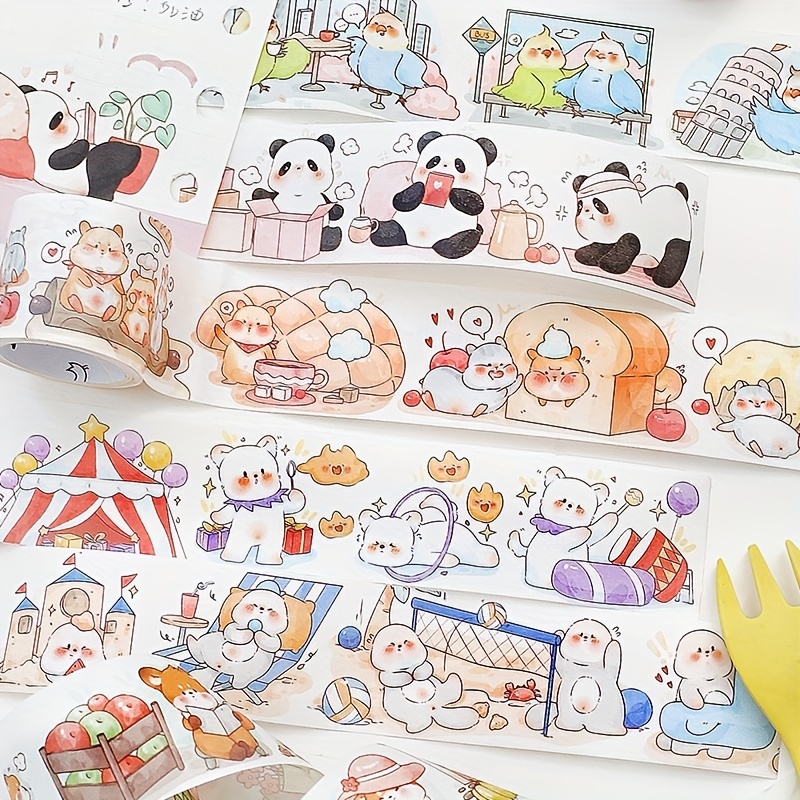 Sticker - Happy Town Series Cartoon Retro Rolled Washi Stickers