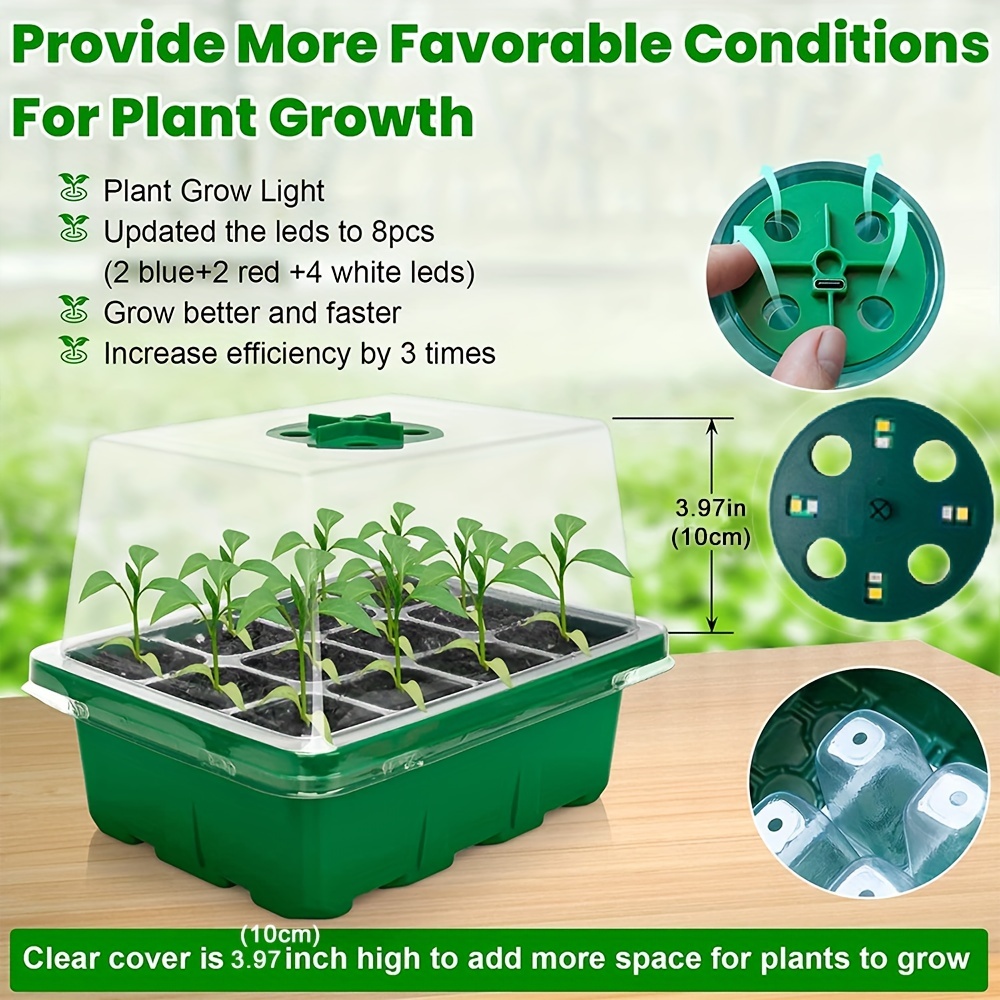 Snagshout  $12.5 Seed Starter Tray, 40 Cells Seed Starter Kit with  Seedling Heat Mat, Germination Tray with Humidity Control Domes, Cloning  Kit, Propagation and Germination Station, Heat Mat for Plants Starter Kit