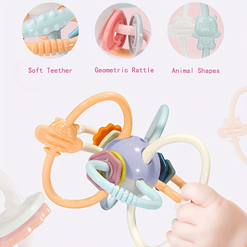 Sonajeros de silicona para bebé, juguetes sensoriales de