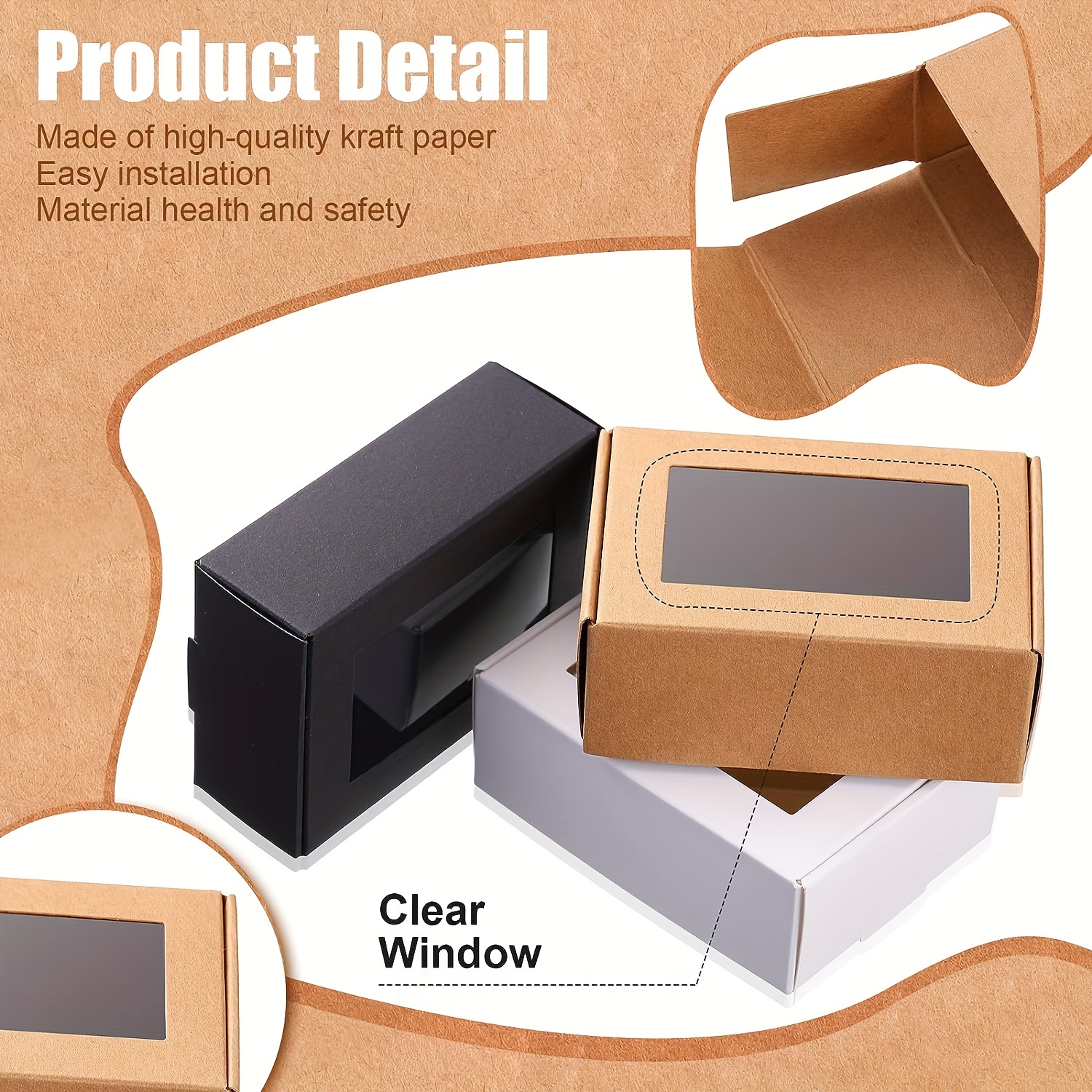 30Pcs Soap Packaging Boxes Kraft Paper Soap Box with Window Gift