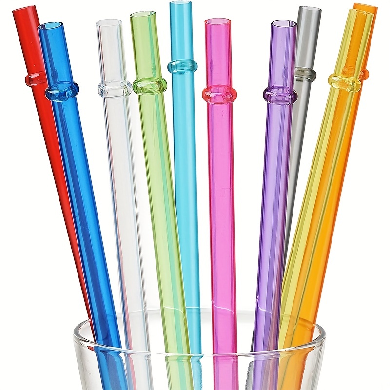 30 pajitas reutilizables de plástico duro en colores arco iris