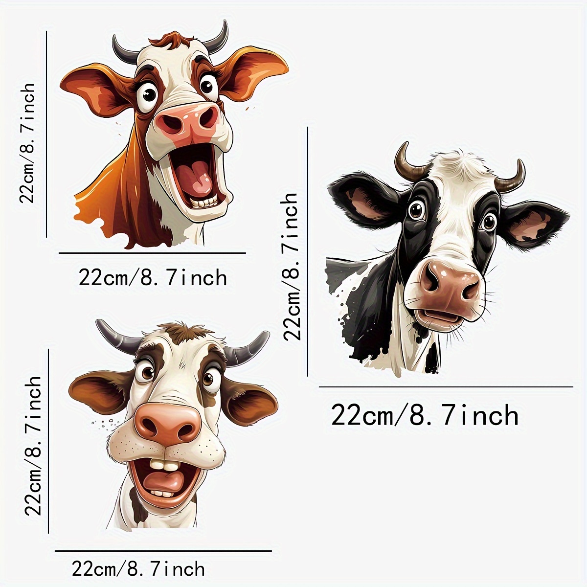 3 шт./6 шт. милые сумасшедшие коровы большие наклейки - Temu