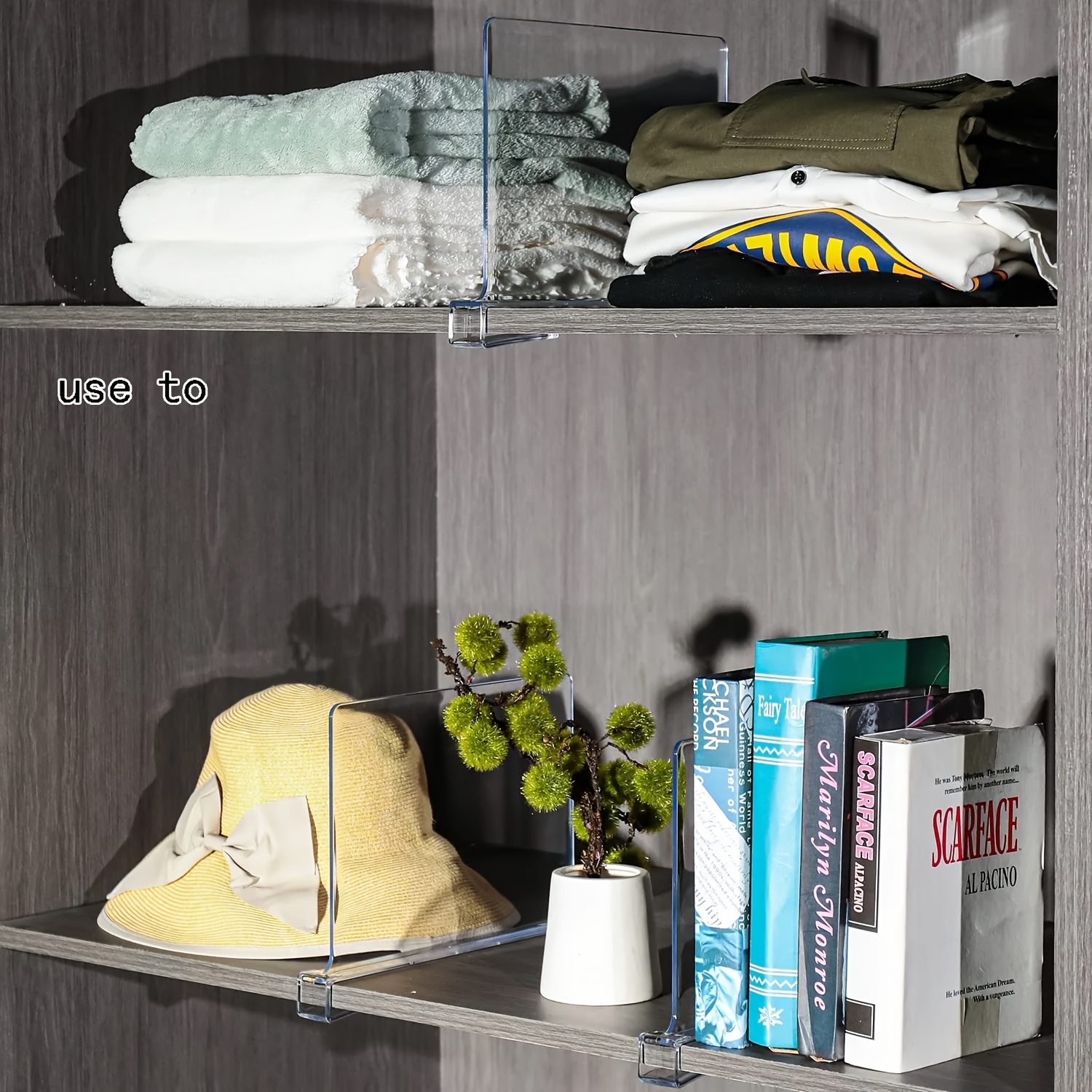 Acrylic Closet Shelf Transparent Bookcase Divider Partition Books