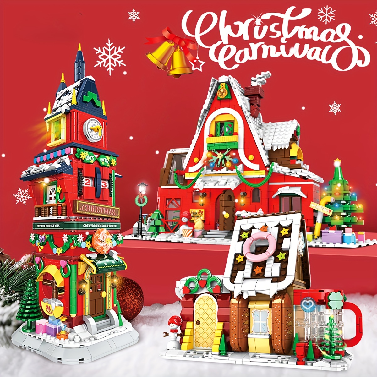 Christmas Eve Count Bell Tower Christmas Elk Building Blocks Toys