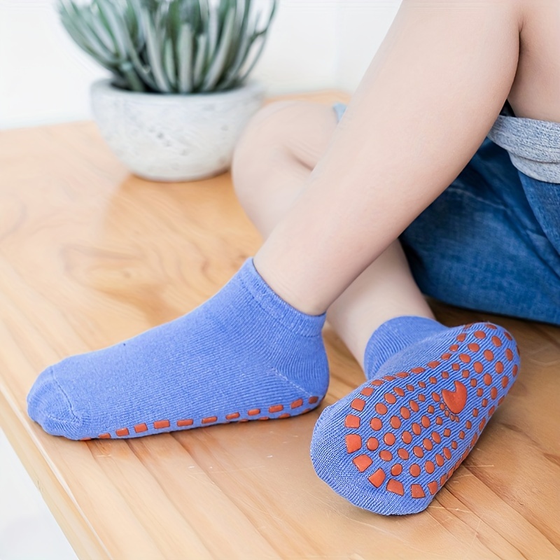 6 Pairs Solid Non-Slip Floor Socks for Kids & Adults - Trampoline Socks