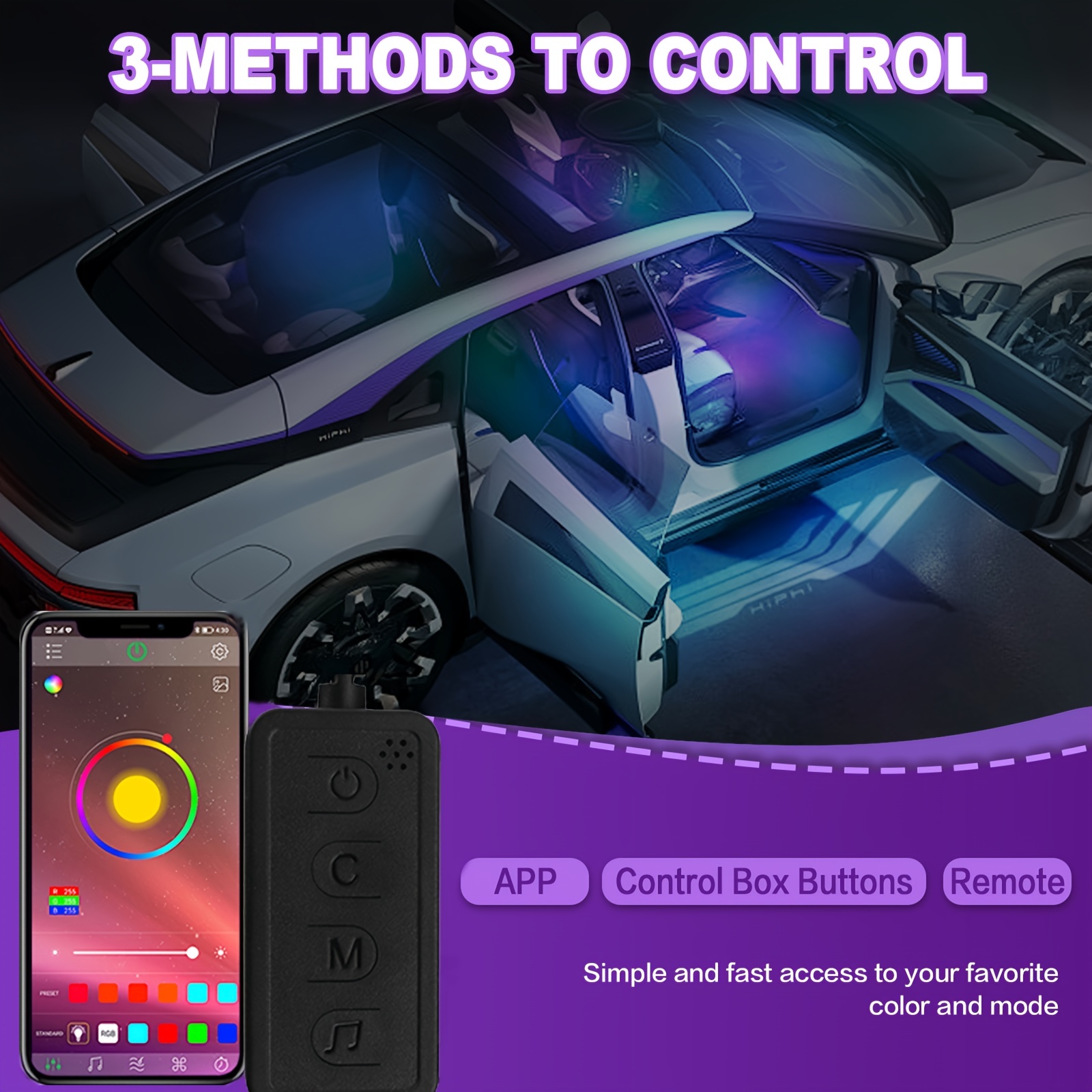 Upgrade Car's Interior Color changing Led Light Strips Sync - Temu