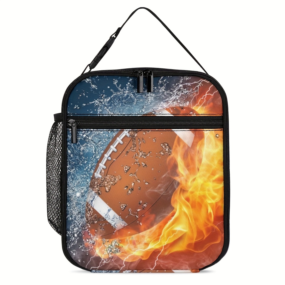 Mochila de fútbol para escuela, agua y fuego, mochila de pelota de fútbol  con lonchera para niños, bolsa escolar 3 en 1, bolsa escolar con bolsa de
