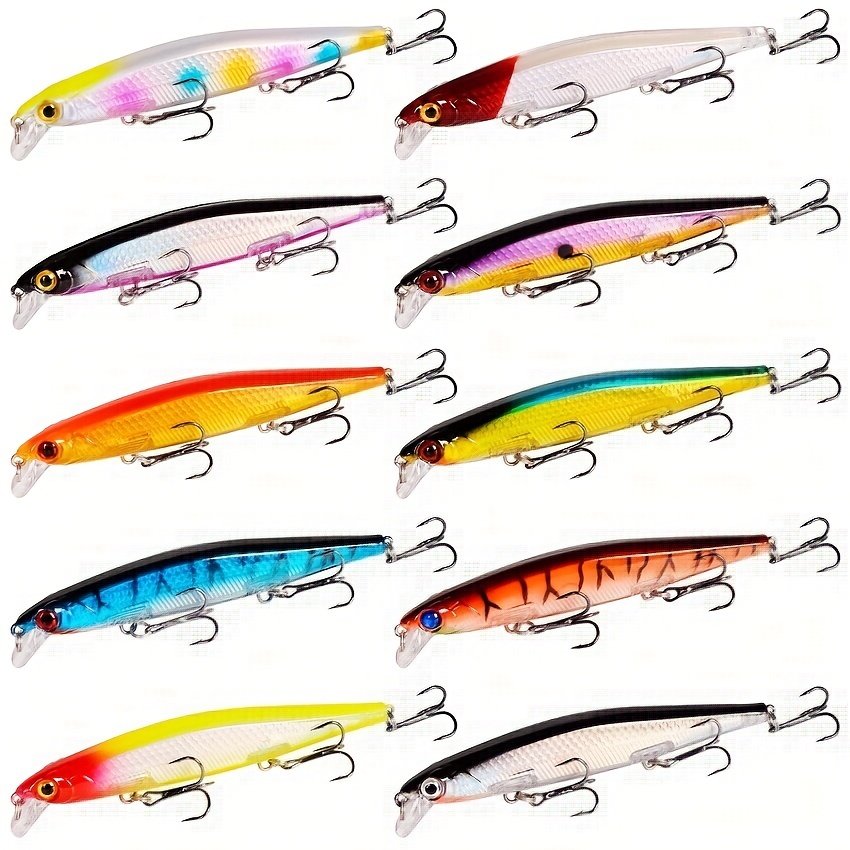 10pcs Fishing Lure Set Laser Minnow Hard Bait Swing Crankbait Crazy  Wobblers Tackle Artificial Bionic Crank Lures Kit 4.3in 0.44oz