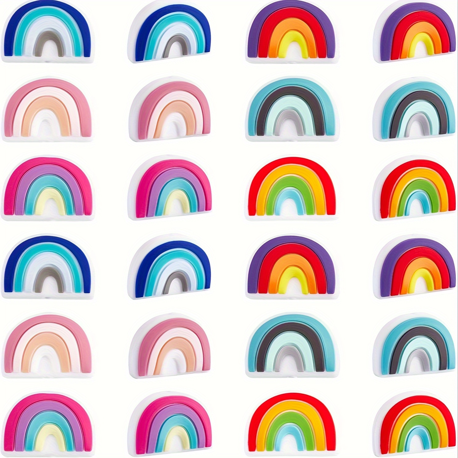 Image of 12pcs Rainbow Silicone Beads, 6-color Loose Spacer Beads, Suitable For Diy Handmade Jewelry Making, Daily Decoration, Holiday Gifts And Ladies' Gifts