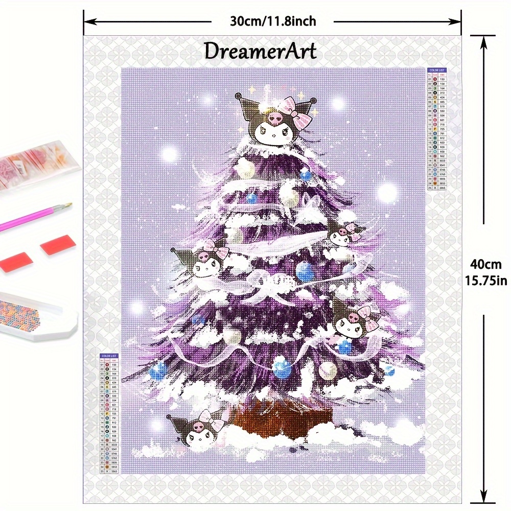 1pc 30*40cm/11.8*15.75inch Hello Kitty Diamond Painting Kit Sanrio Kuromi  Full Round Diamond Mosaic 5D DIY Diamond Art Home Decoration Miniso