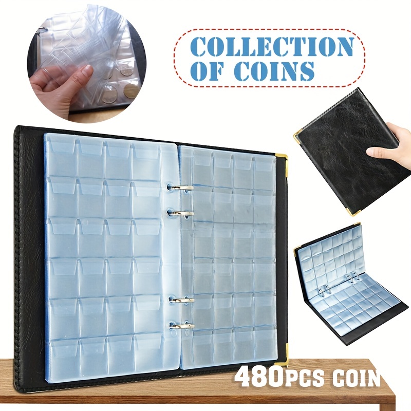 Currency Penny Flips Collection Cardboard Coin Album Sleeves Supplies Cardboard Paper Storage Holder Coin Book for Collectors(Blue 120 Pocket)