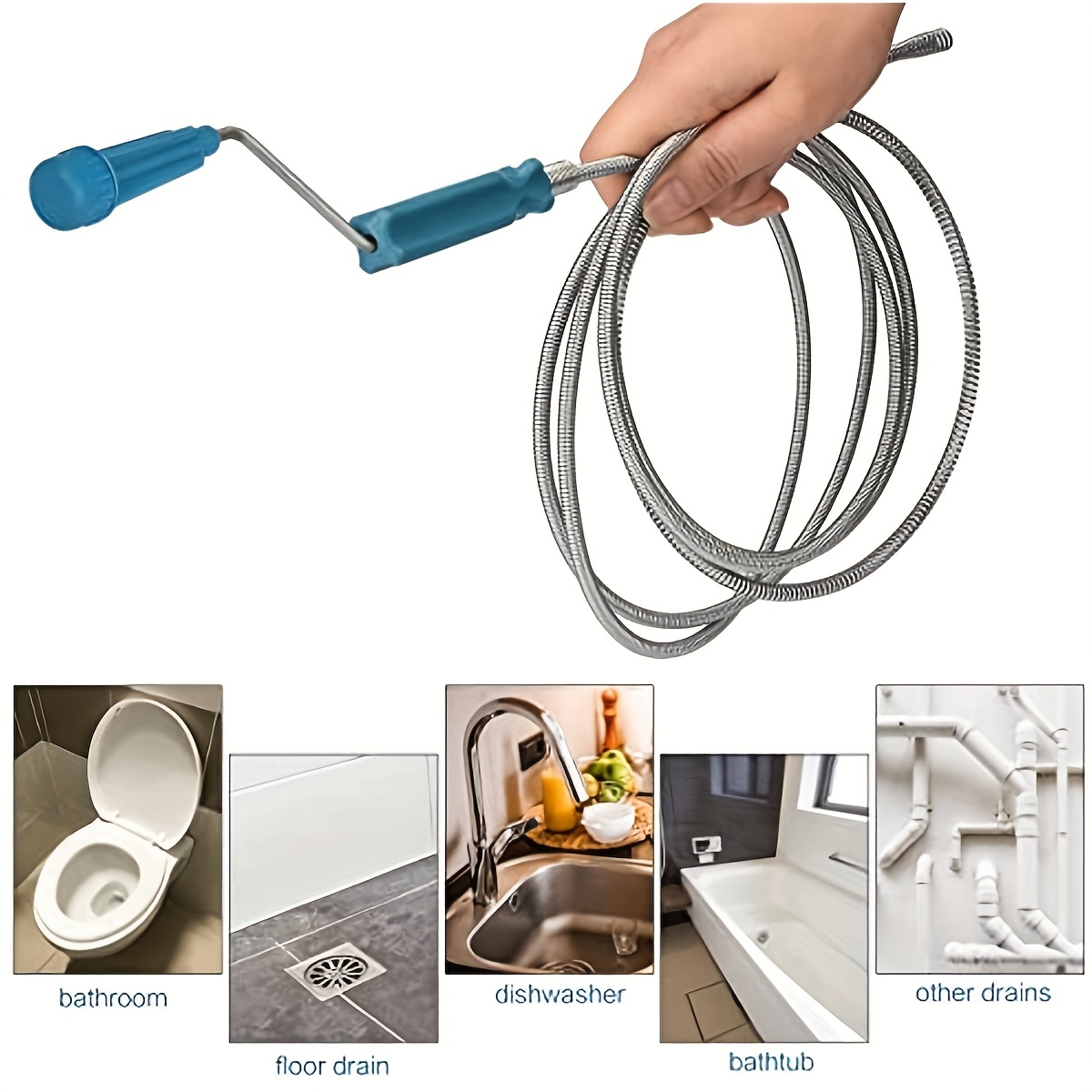 Flexible Spiral Drain Cleaning Set, Spiral Drain Cleaner, Snake