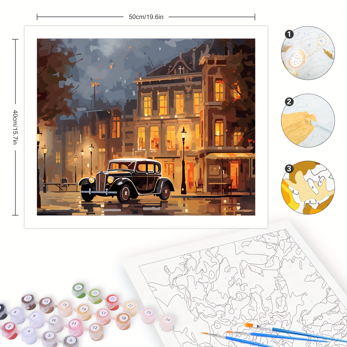 City Landscape Paint by Numbers Kits for Adults, DIY Hand Painted
