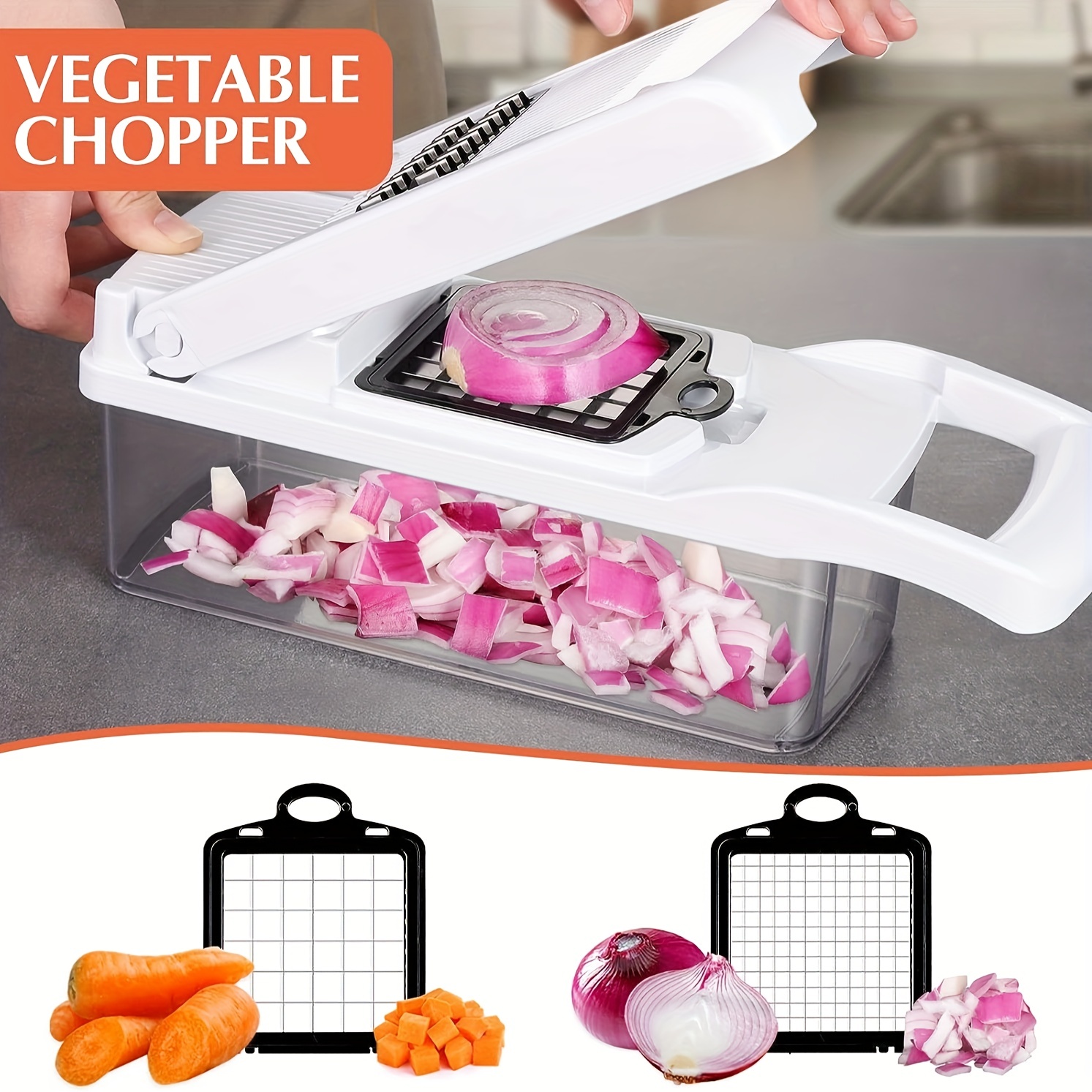 4in1 Vegetable Chopper, Spiralizer Vegetable Slicer, Onion Chopper With  Container, Pro Food Chopper, Vegetable Cutter, Potatp Slicer, Slicer Dicer  Cutter, Kitchen Gadgets, Tools On - Temu