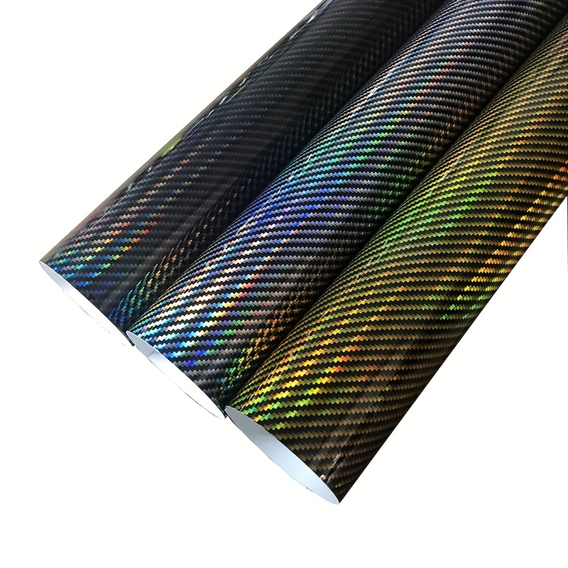 Black Silvery Golden Holographic Carbon Fiber Vinyl Wrap - Temu