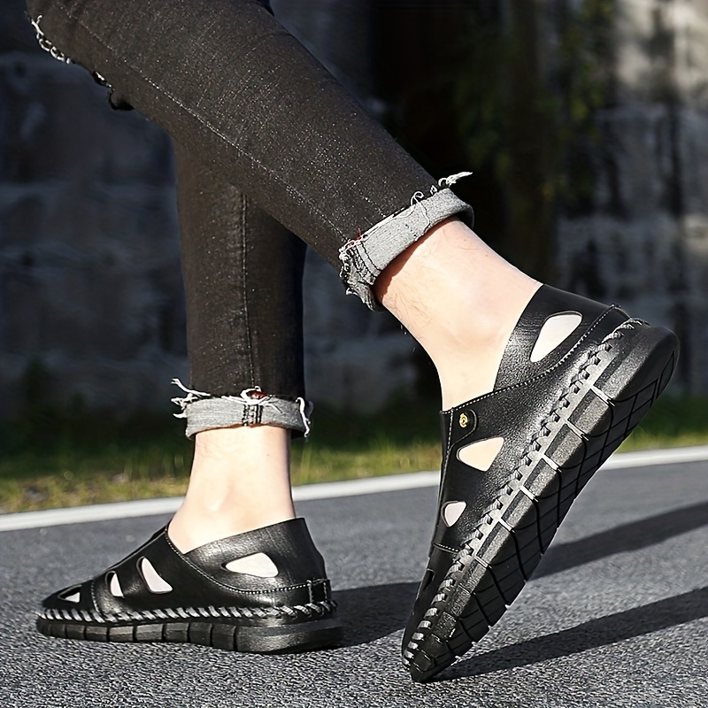 Men's Durable Slip-on Sandals with Stitch Detail