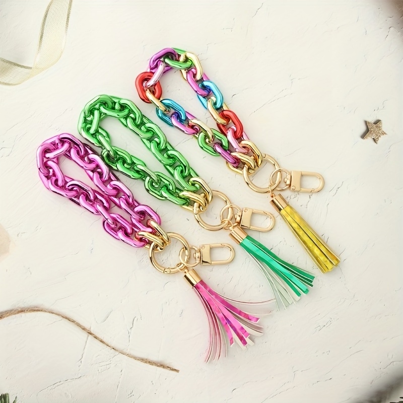 NEW Key Ring Bracelet Key Chain Bangle Keychain Key Holder Wristlets  Multicolor