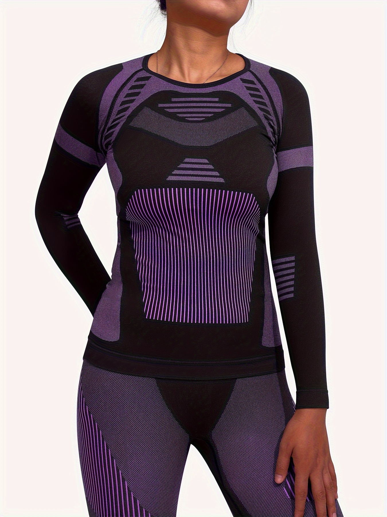 2pcs Thermal Underwear Set Ski Quick Drying Compression Base Layer Long  Sleeves Tops Leggings Suit Womens Activewear - Sports & Outdoors - Temu