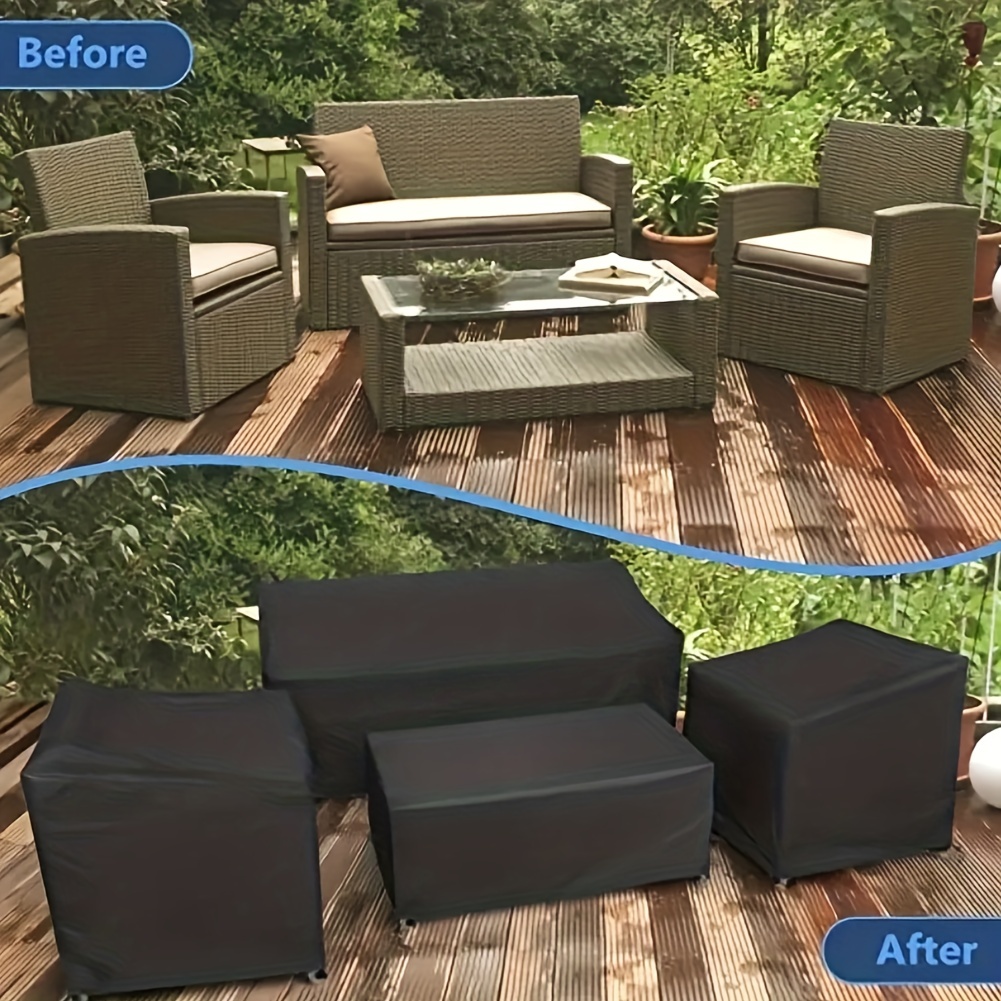 Funda impermeable para muebles de exterior, fundas para muebles de patio  para mesa y silla al aire libre, fundas de juego de conversación 600D