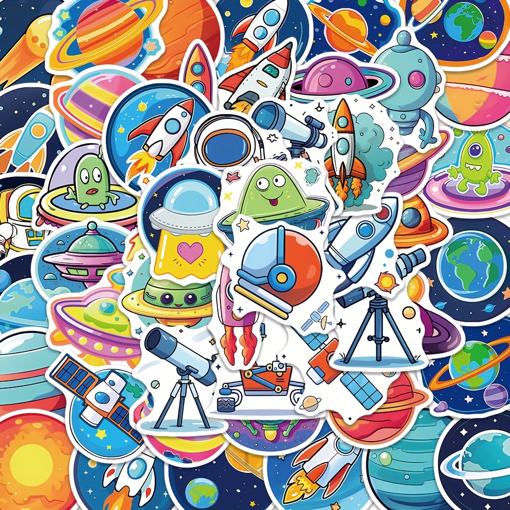 50 Pegatinas Planeta Degradado Niños Diseño Planetas Dibujos - Temu Chile