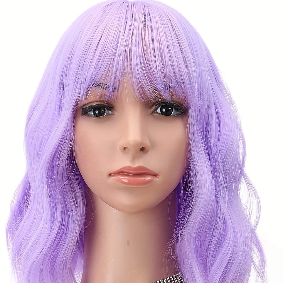 Parrucca Viola Frangia Donne Ragazze Parrucche Capelli Bob - Temu Italy