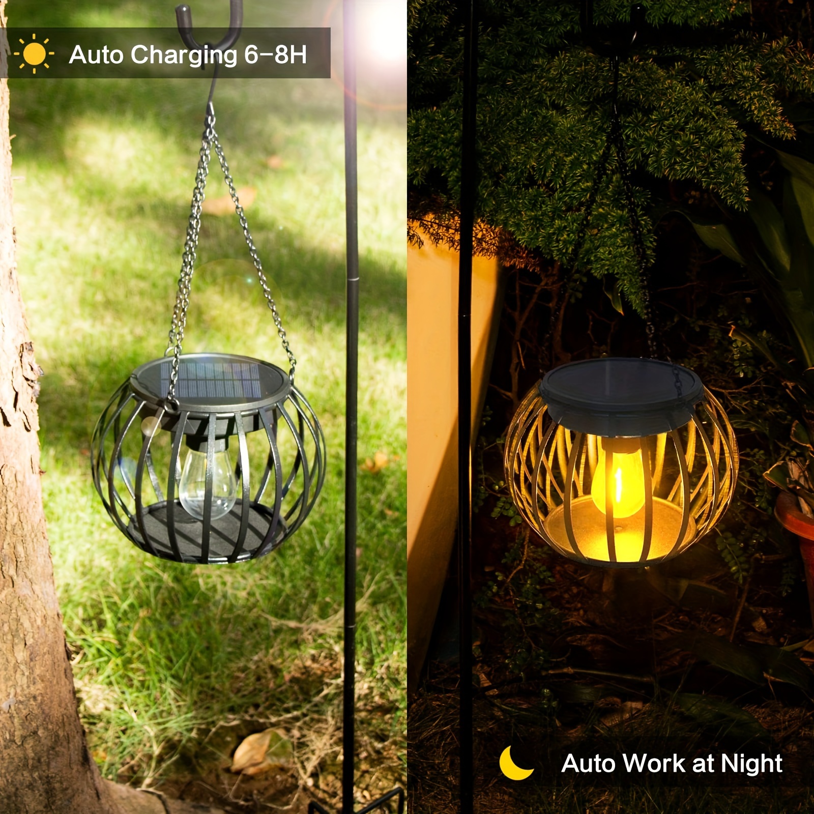 Mini Hanging Camping Lantern USB Outdoor Light Water Resistant Garden Lamp  with 2 Lighting Modes for Garden Yard Patio Tree Decoration 