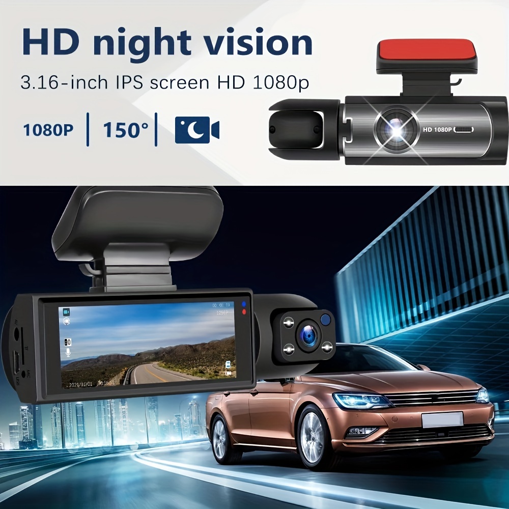 Dash Cam 3.16 Inch Black Box Car Night Vision DVR Vehicle Mirror Video  Camera Recorder Dash Cam Front Built-in Camera Sensor HD Night Vision Car  DVR