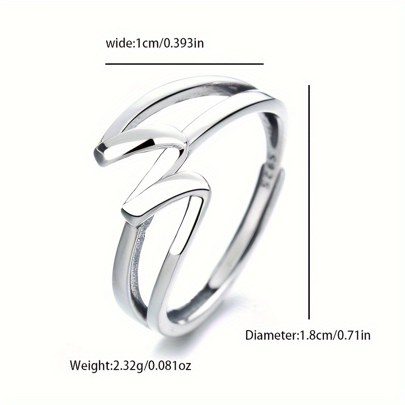 S925 Silvery Geometric Line Ring Adjustable Index Ring