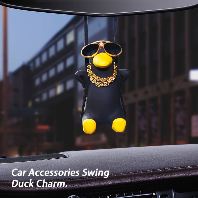 Swinging Duck Auto Hanging Ornament Nette Anime Swing Ente Auto Spiegel  Süßes Auto Rückspiegel Anhänger Schaukel Ente (1 Stück, Weiß)