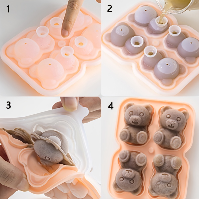 Food grade Cute Teddy Bear Ice Cube Tray Ice Cube Maker Easy - Temu