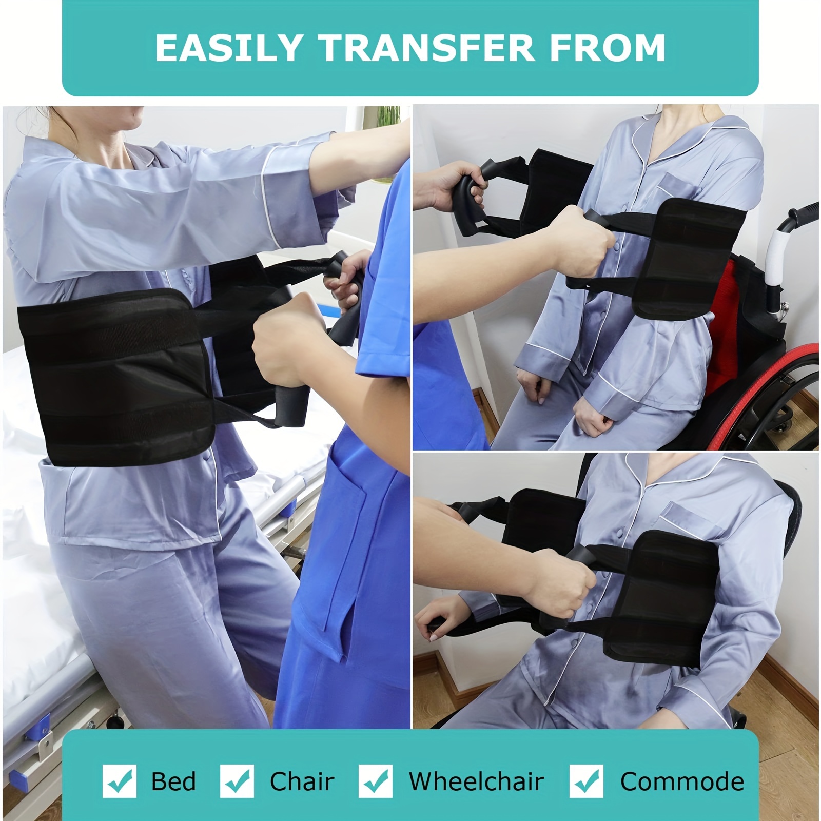 31.5 Inch Padded Bed Transfer Nursing Sling for Patient, Elderly Safety  Lifting Aids Home Bed Assist Handle Back Lift Mobility Belt for Patient Care